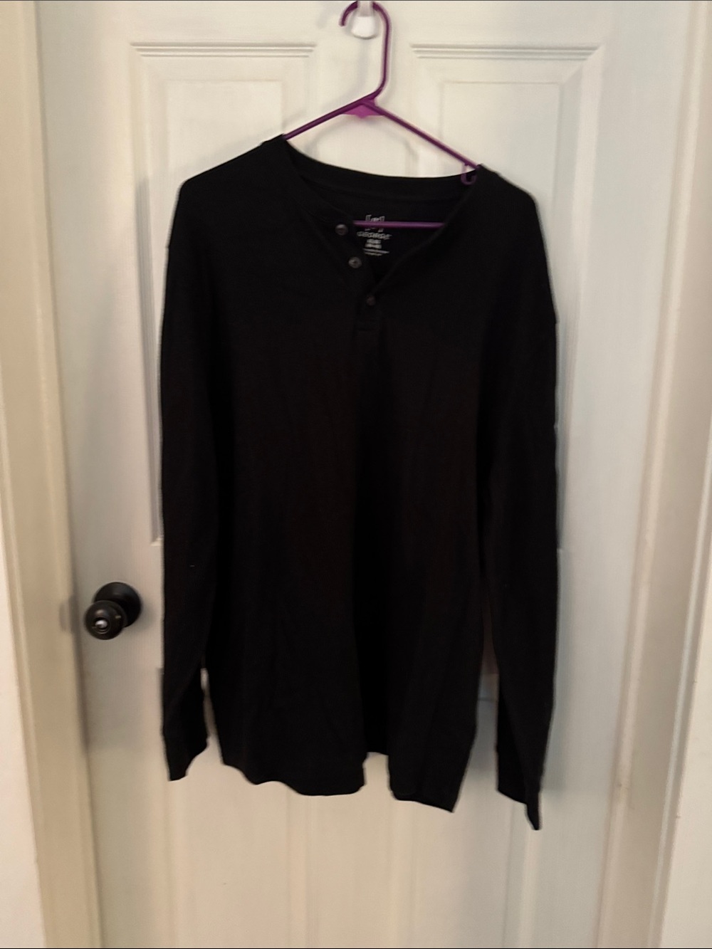 George Black Long Sleeve Henley Shirt